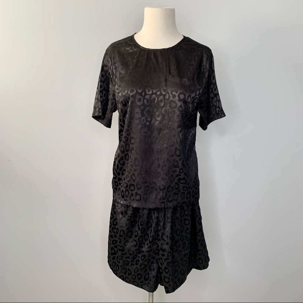 Satin Leopard Print Short Set